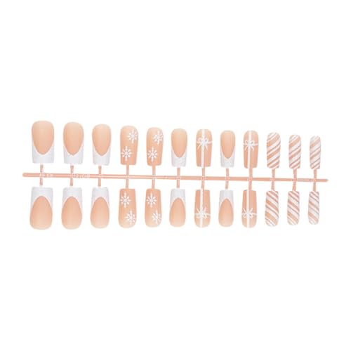 24 Stück Weihnachtsnägel Zum Aufdrücken Quadratische Schneeflocken Designs Acryl Kunstnägel Vollständige Abdeckungen Zum Aufkleben Auf Den Nägeln Für Frauen von YiQinzcxg