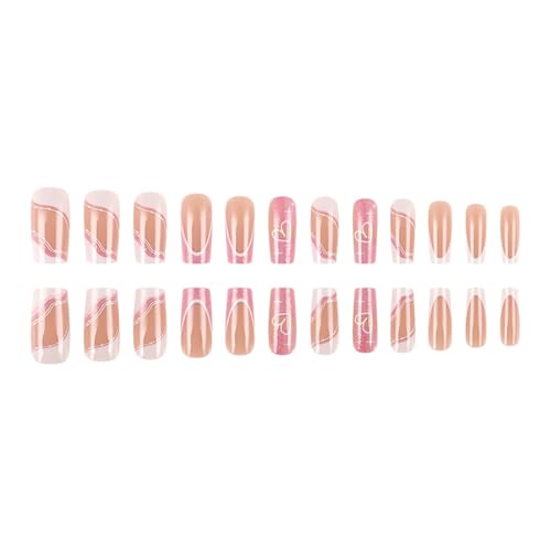 24pcs Press Auf Nägeln Square Klebstoffe Auf Nägeln Französisch Gefälschte Nägel Designs Falsche Nägel Künstliche Nägel Geschenke Für Frauen Mädchen von YiQinzcxg