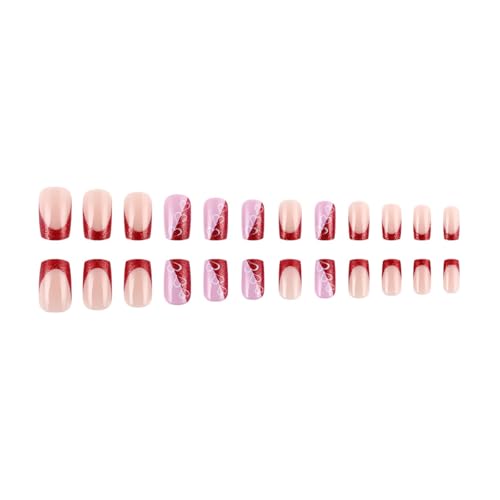 24pcs Press Auf Nägeln Square Klebstoffe Auf Nägeln Französisch Gefälschte Nägel Designs Falsche Nägel Künstliche Nägel Geschenke Für Frauen Mädchen von YiQinzcxg