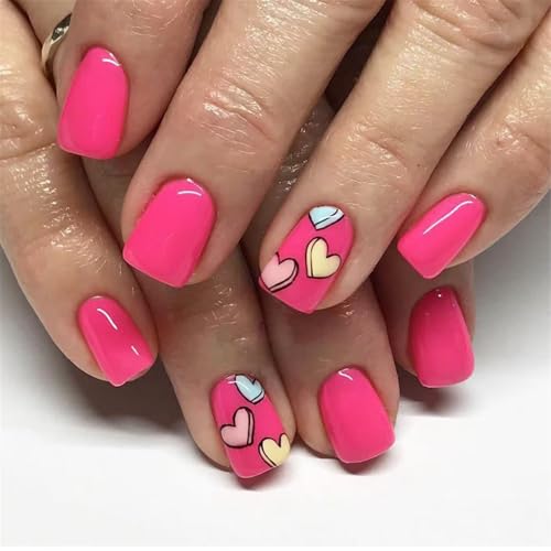 Acrylnägel Zum Aufkleben Romantisches Geschenk Zum Valentinstag Kurze Quadratische Herzförmige Designs Mit Glänzendem Finish Für Modische Damen Acrylnägel Zum Aufkleben Romantisches Geschenk Zum Valentinstag Kurze Quadratische Herzförmige Designs Mit Glänzendem Finish Für Modische Damen von YiQinzcxg