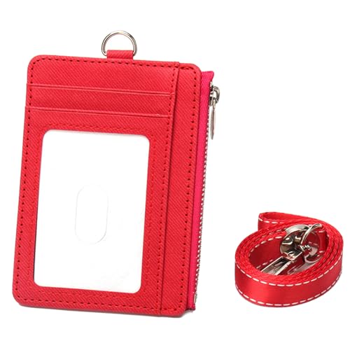Blockieren Sie Reißverschluss Abzeichenhalter PU Leder Karten Brieftasche Mit Slots Und Abnehmbarem Hals Lanyard Für Büro Oder Schule von YiQinzcxg