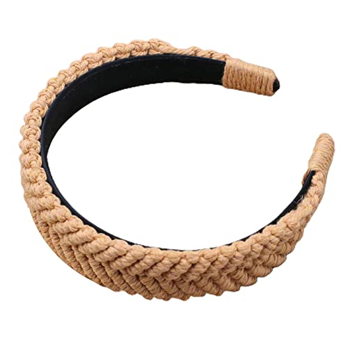 Böhmisches geflochtenes Stirnband, breites Haarband, Haarreifen, handgewebte Baumwolle, geflochtene Kopfbedeckung für Frauen, Slip, Bohemian-Turban, breites Haarband für Mädchen von YiQinzcxg