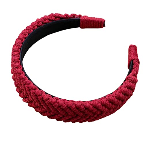 Böhmisches geflochtenes Stirnband, breites Haarband, Haarreifen, handgewebte Baumwolle, geflochtene Kopfbedeckung für Frauen, Slip, Bohemian-Turban, breites Haarband für Mädchen von YiQinzcxg