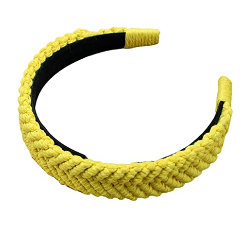 Böhmisches geflochtenes Stirnband, breites Haarband, Haarreifen, handgewebte Baumwolle, geflochtene Kopfbedeckung für Frauen, Slip, Bohemian-Turban, breites Haarband für Mädchen von YiQinzcxg