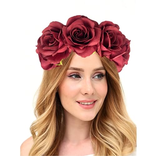 Brautdusche Blume Stirnband Frauen Hochzeit Hairhoop Rose Haarband für Mädchen Frauen Sommer Kopfschmuck Haarschmuck von YiQinzcxg