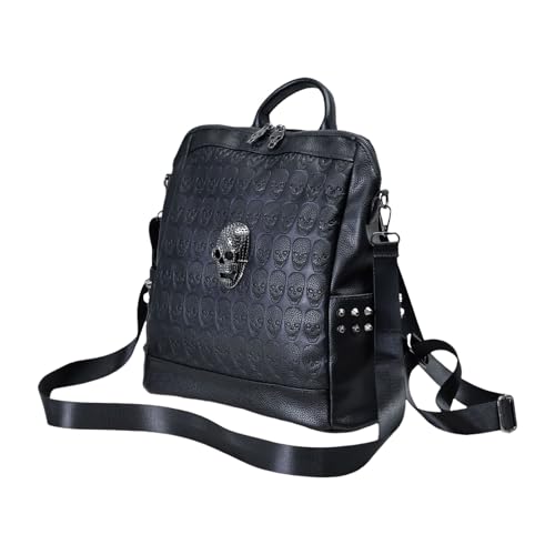 Cooler Totenkopf Rucksack Geräumige Und Bequeme Schultasche Schultertasche Aus PU Leder Für Den Täglichen Gebrauch Und Lässig Freien von YiQinzcxg