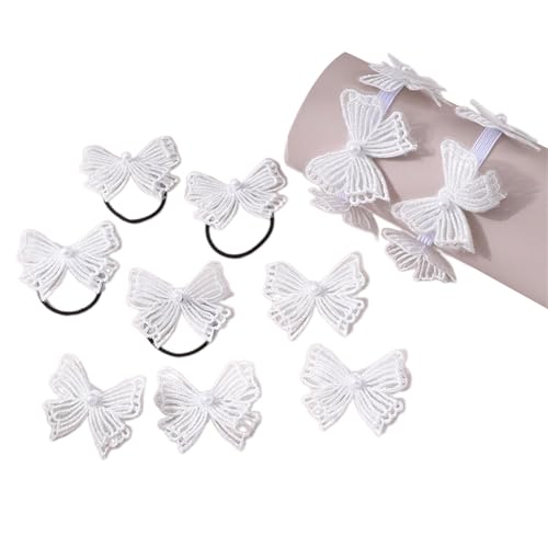 Elastische Haargummis, Schmetterling/Rose, Haargummi, Haarspangen-Set, 10 Stück, Spitzen-Haarseil, für Damen und Mädchen, Haarschmuck, Haarbänder-Set für Frauen und Mädchen von YiQinzcxg