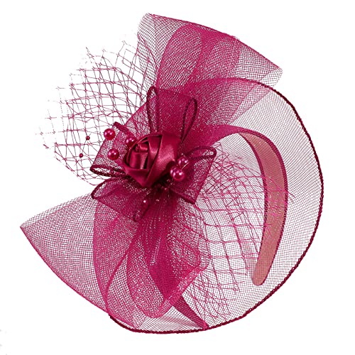 Feder-Fascinator mit Federn, Kopfschmuck für Damen, Fascinator, Teeparty, Stirnband, Cocktail-Stirnband, Netz-Stirnband, Teeparty-Stirnband von YiQinzcxg