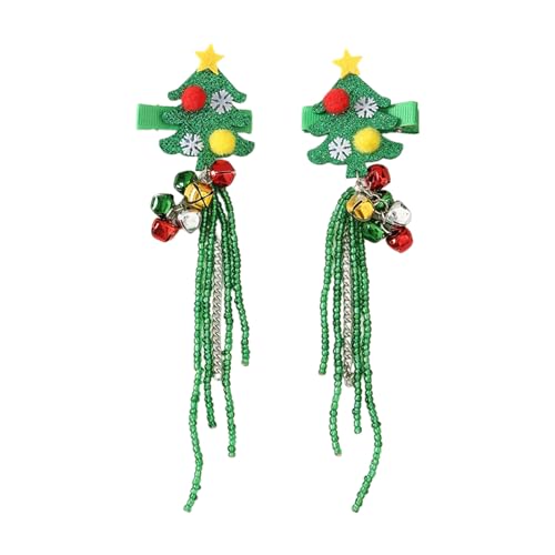 Festliche Haarspange für Kinder mit Fransen und Perlen, Haarnadel, Weihnachtsmannmütze/Weihnachtsbaum, seitliche Haarnadel für Damen, Weihnachten, Haar-Accessoires, Weihnachts-Haarspangen für von YiQinzcxg