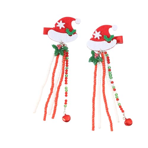 Festliche Haarspange für Kinder mit Fransen und Perlen, Haarnadel, Weihnachtsmannmütze/Weihnachtsbaum, seitliche Haarnadel für Damen, Weihnachten, Haar-Accessoires, Weihnachts-Haarspangen für von YiQinzcxg