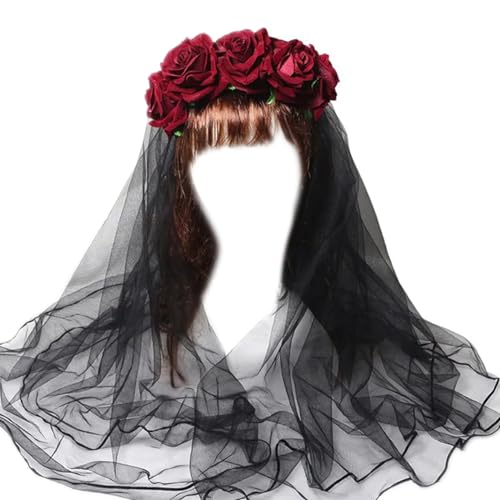 Gothic Blumenform Haare Hoop Mit Schleier Komfortable Stirnband Hochzeitsfeier Braut Haarstyling Stirnband Buntes Haarband Für Hochzeits Mädchen Haarband Für Mädchen Machen Fotos Frauen von YiQinzcxg