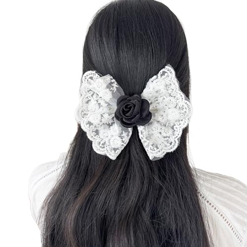 Haarnadel mit Stickerei, Spitze, Schleife, für Teenager, Sommer, Frühling, Camping, Fotografie, Verwendung von Haarspangen, Stoff, Diadem, Haarspange für Damen, dünne Haarstyling-Schleife von YiQinzcxg