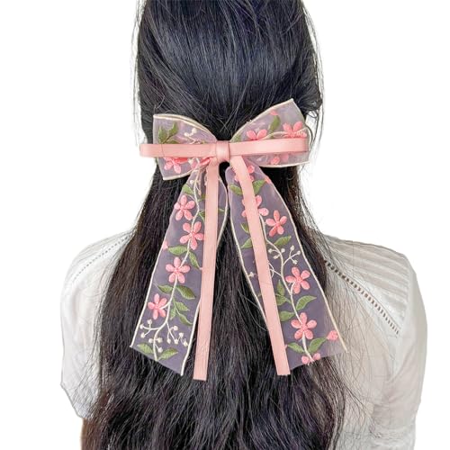 Haarspange mit bestickter Schleife für Mädchen, Haarspangen, Frühlings-Haarspange, elegante Haarstyling-Dekoration, Hochzeits-Haarspange von YiQinzcxg