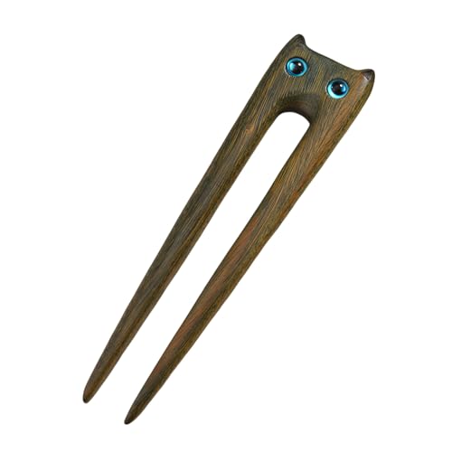 Holz Katzen Haar Accessoire Multifunktionaler Modischer Haarschmuck Einzigartige Katzen Haarnadel Mit Holzstruktur Geeignet Für Jedes Outfit von YiQinzcxg