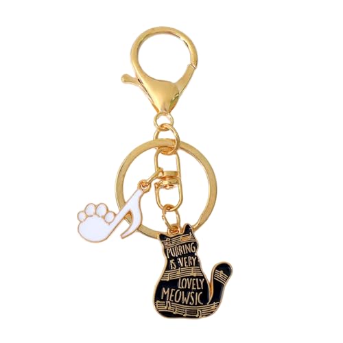 Katzen Klavier Auto Schlüsselkette Musik Note Schlüsselrolle Handtasche Charme Schlüsselbeutel Dekorationen Für Frau Und Mädchen Autoschlüsselkette Note Schlüsselbund Handtasche Charme Piano Keyrings von YiQinzcxg