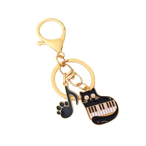 Katzen Klavier Auto Schlüsselkette Musik Note Schlüsselrolle Handtasche Charme Schlüsselbeutel Dekorationen Für Frau Und Mädchen Autoschlüsselkette Note Schlüsselbund Handtasche Charme Piano Keyrings von YiQinzcxg