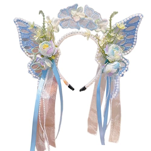 Märchenperlen Schmetterlingshaarband Glitzernder Stirnband Junggeselle Party Prinzessin Schmuck Kopfstück Kopfstück von YiQinzcxg