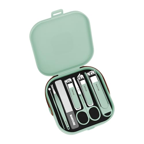 Maniküre Set Nägel Clippers Set 7pcs Edelstahl Stähle Nägel Pflegekits Pediküre Set Mit Plastik Reisefall Frauen Männer Nagelpflege Maniküre Pflege Set Mit Reisefall von YiQinzcxg