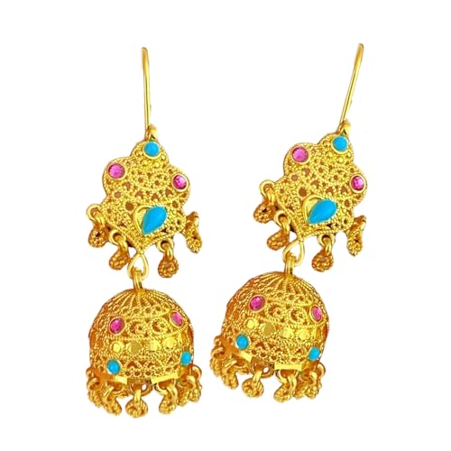 Mode Indische Jhumka Ohrringe Mit Goldbeschichtung Geometrischer Designs Partydekoration Für Trendige Frauen Täglich Modeschmuck Für Frauen Verwenden von YiQinzcxg