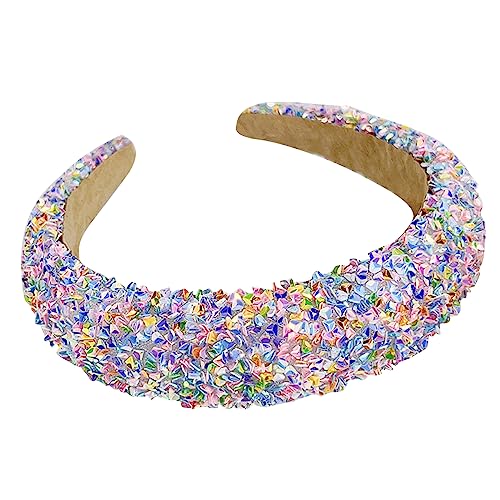 Modische Stirnbänder für Damen, rutschfest, weich, dick, breit, Mädchen, glitzernde Pailletten, Haar-Accessoire, Pailletten-Stirnband für Frauen, Haarmode, ohne Druck, modisch, dehnbar, rutschfest von YiQinzcxg