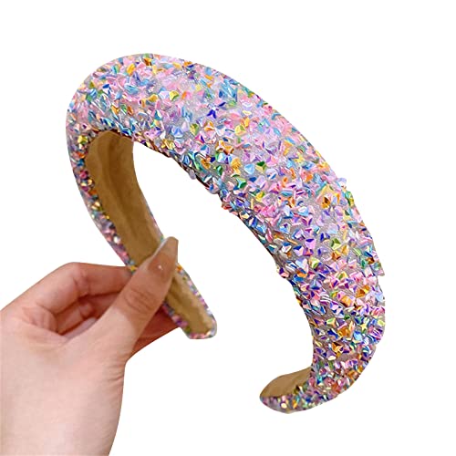 Modische Stirnbänder für Damen, rutschfest, weich, dick, breit, Mädchen, glitzernde Pailletten, Haar-Accessoire, Pailletten-Stirnband für Frauen, Haarmode, ohne Druck, modisch, dehnbar, rutschfest von YiQinzcxg