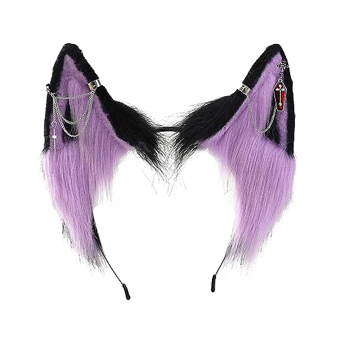 Ohr-Stirnbänder, Halloween-Haarbänder, Kunstfell, Haarreifen, Stirnbänder, Cosplay, Party, Haarschmuck für Party, Damen, Kunstpelz, Stirnband, Weiß von YiQinzcxg