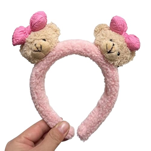 Pelzige Plüsch Stirnband Cartoon Bowknot Bär Stirnband Wäsche Face Face Haarband Erwachsene Kinder Family Geting Kopfbedeckung von YiQinzcxg