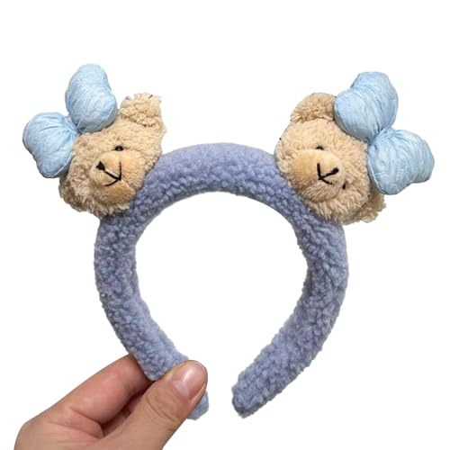 Pelzige Plüsch Stirnband Cartoon Bowknot Bär Stirnband Wäsche Face Face Haarband Erwachsene Kinder Family Geting Kopfbedeckung von YiQinzcxg