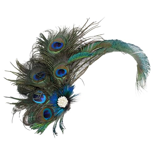 Pfauenfeder-Haarspange für Damen, Fascinator, Haarspange für Pferderennen, Rollenspiele, Haarnadel, TeaParty, Seitenclip, 1920er-Jahre, Haarschmuck für Tänzer, Darsteller von YiQinzcxg