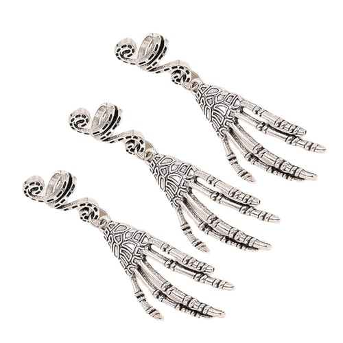 Punk Skelett Hand Haarschmuck Einzigartiger Totenkopf Klauen Anhänger Haarperlen Für Zopf Verstellbarer Legierungs Punk Charm von YiQinzcxg
