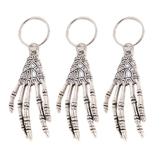 Punk Skelett Hand Haarschmuck Einzigartiger Totenkopf Klauen Anhänger Haarperlen Für Zopf Verstellbarer Legierungs Punk Charm von YiQinzcxg