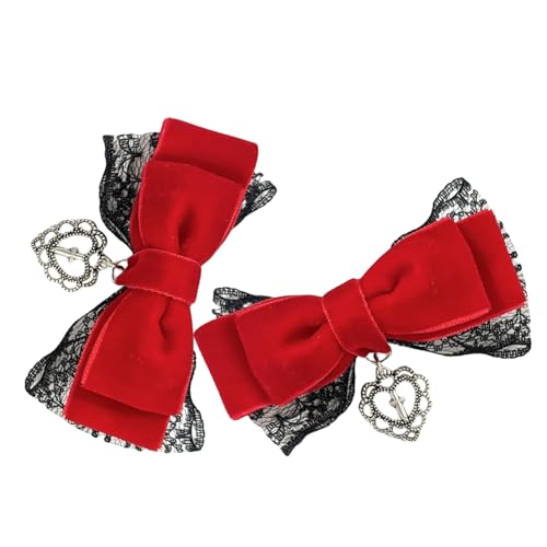 Quasten Herz Spitze Haarspange Punk Haarschleifen 2000er Jahre Pferdeschwanzhalter Haarschmuck Dunkle Serie Haarspange Anime Haarschmuck von YiQinzcxg