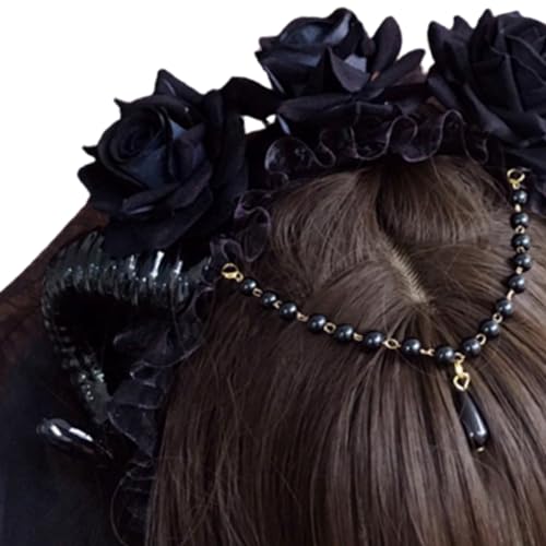 Schwarzes Gothic-Haarband für Damen und Mädchen, Halloween-Weihnachts-Stirnband, Kopfschmuck für Partyzubehör, Verkleidungen, Make-up, Party-Kopfschmuck von YiQinzcxg