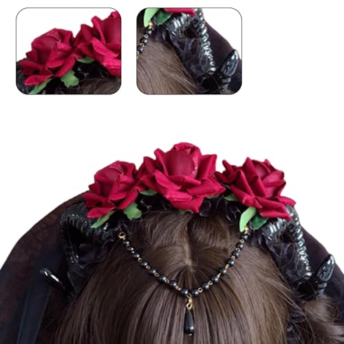 Schwarzes Gothic-Haarband für Damen und Mädchen, Halloween-Weihnachts-Stirnband, Kopfschmuck für Partyzubehör, Verkleidungen, Make-up, Party-Kopfschmuck von YiQinzcxg