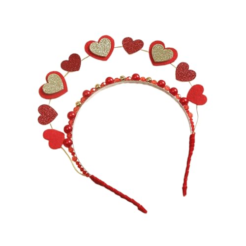 Valentinstags-Herz-Stirnband für Damen und Mädchen, rutschfest, Pailletten, Stirnband, Karneval, Haarreif, süßes Herz, Kopfschmuck, Valentinstags-Stirnband von YiQinzcxg