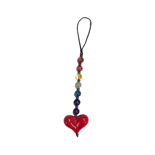 YiQinzcxg Buntes Herz Bead Schlüsselbund Multifauntal Telefon Anhängerbeutel Charme Buntes Telefongurt Geeignet Für Reisen Und Partys von YiQinzcxg
