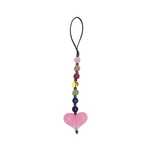 YiQinzcxg Buntes Herz Bead Schlüsselbund Multifauntal Telefon Anhängerbeutel Charme Buntes Telefongurt Geeignet Für Reisen Und Partys von YiQinzcxg
