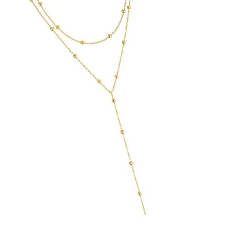 YiQinzcxg Elegante Geometrische Quasten Layered Halskette Stylische Gold/Silberperle Mit Quasten Für Freizeit Und Romantik Outfit Elegante Multi Layer von YiQinzcxg