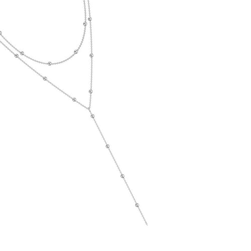 YiQinzcxg Elegante Geometrische Quasten Layered Halskette Stylische Gold/Silberperle Mit Quasten Für Freizeit Und Romantik Outfit Elegante Multi Layer von YiQinzcxg