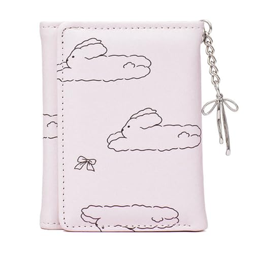YiQinzcxg Elegante Mädchen Brieftasche Mit Schleifen Und Kaninchen Druckdetail Kompakte Triufold Short Coin Geldbörse Für Mode Frauen Mode Geldbeutel von YiQinzcxg