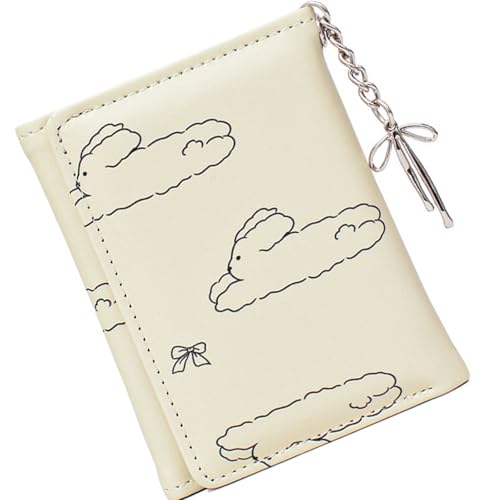 YiQinzcxg Elegante Mädchen Brieftasche Mit Schleifen Und Kaninchen Druckdetail Kompakte Triufold Short Coin Geldbörse Für Mode Frauen Mode Geldbeutel von YiQinzcxg