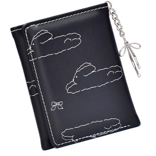 YiQinzcxg Elegante Mädchen Brieftasche Mit Schleifen Und Kaninchen Druckdetail Kompakte Triufold Short Coin Geldbörse Für Mode Frauen Mode Geldbeutel von YiQinzcxg