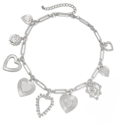 YiQinzcxg Elegante Metall Herz Anhänger Halskette Für Verstellbare Vintage Choker Leichtes Schlüsselbeinkette Komfortable Schmucklegierung Halskette Für Frauen von YiQinzcxg