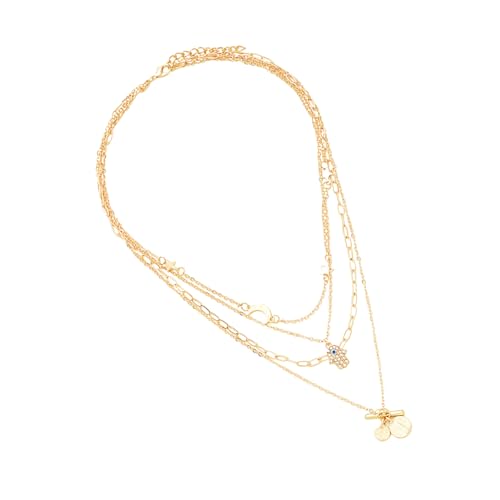 YiQinzcxg Gold Multilayer Handgefertigte Kettenkette Set Für Frauen Verstellbare Länge Devil's Eye Hand Anhänger Choker Trendy Jewelry von YiQinzcxg