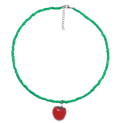 YiQinzcxg Handgefertigte Obstperlen Halskette Verstellbare Länge Neckkette Bunte Perlen Schlüsselbeinkette Für Party Und Urlaubsbekleidung von YiQinzcxg