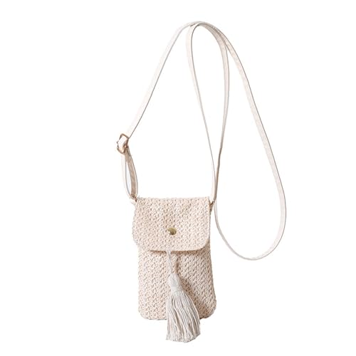 YiQinzcxg Mehrzweck Umhängetasche Für Frauen Eleganter Strand Urlaub Gewebtes Strohklappenschützer Crossbody Geldbörse Mit Quasten Verstellbares Riemen von YiQinzcxg