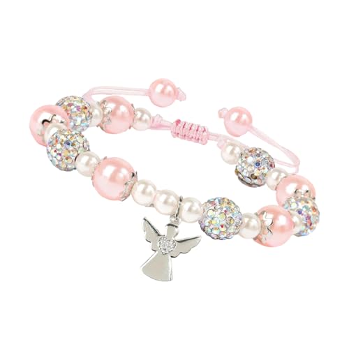 YiQinzcxg Schimmern Silberkreuze Charm Armband Erste Heilige Kommunion Geschenk Für Mädchen Mit Rose Perlen Perlen Versammlungen Erste Kommuniongeschenke von YiQinzcxg