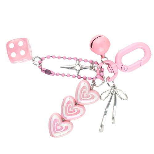 YiQinzcxg Schöne Herzschlüsselkettenbeutel Charme Dices Herzschlüsselkette Accessoires Für Geldbeutel Handtasche Auto Schlüsselbund Frauen Mädchen Autoschlüsselringe von YiQinzcxg