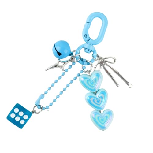YiQinzcxg Schöne Herzschlüsselkettenbeutel Charme Dices Herzschlüsselkette Accessoires Für Geldbeutel Handtasche Auto Schlüsselbund Frauen Mädchen Autoschlüsselringe von YiQinzcxg