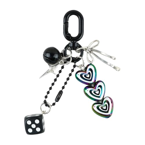 YiQinzcxg Schöne Herzschlüsselkettenbeutel Charme Dices Herzschlüsselkette Accessoires Für Geldbeutel Handtasche Auto Schlüsselbund Frauen Mädchen Autoschlüsselringe von YiQinzcxg